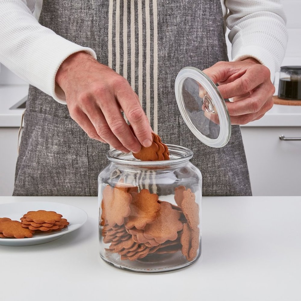 NEW IKEA VARDAGEN Jar with lid, clear glass 64 oz.
